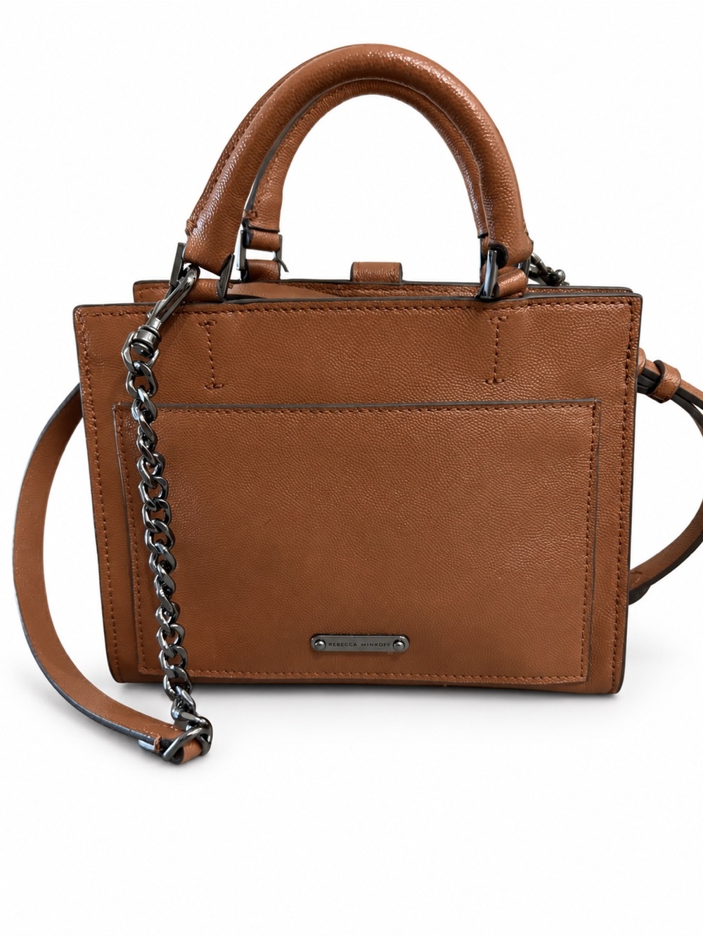 Rebecca Minkoff Tan Brown Structured Leather Crossbody Bag